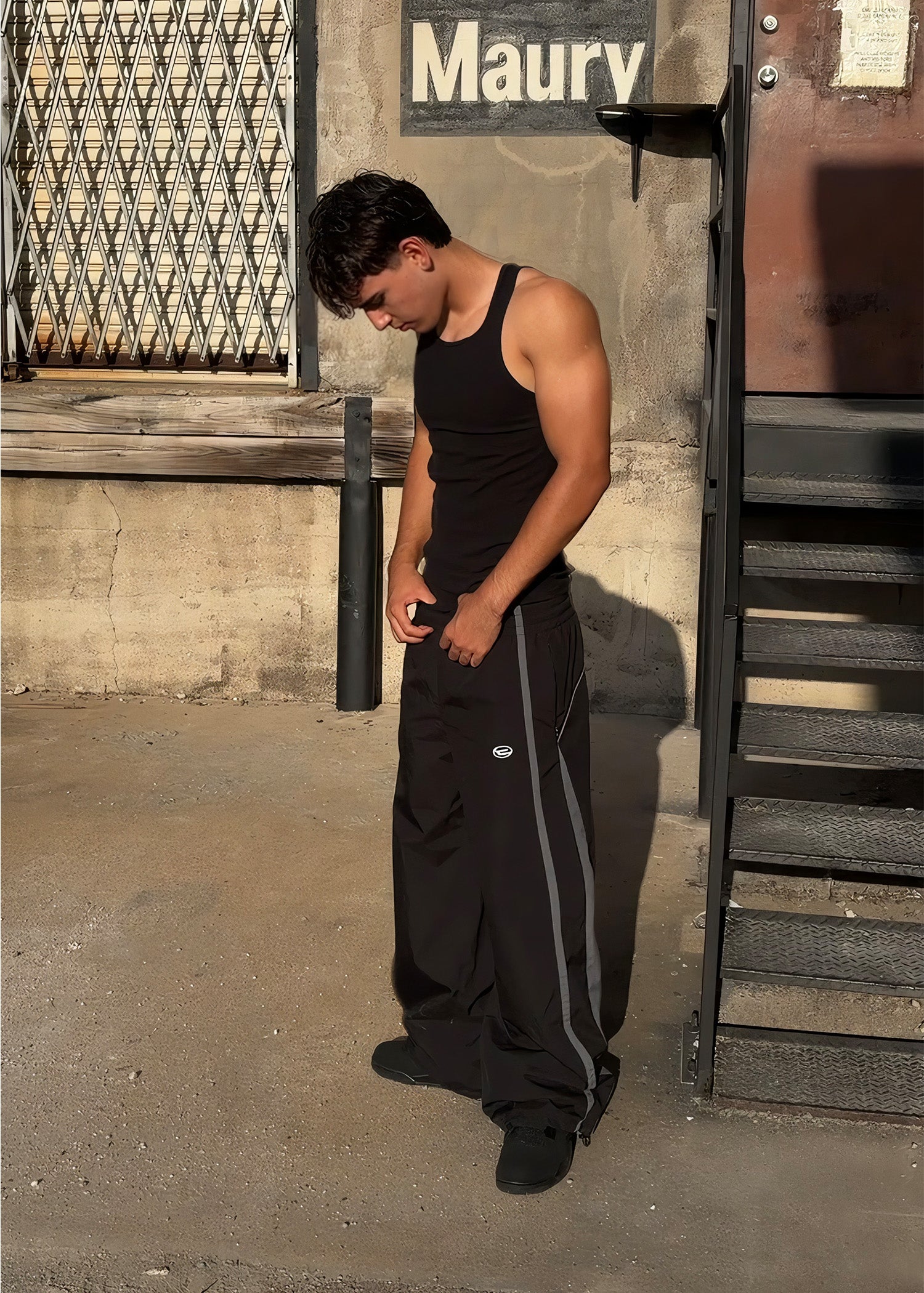 GREY STRIPE TRACKPANTS