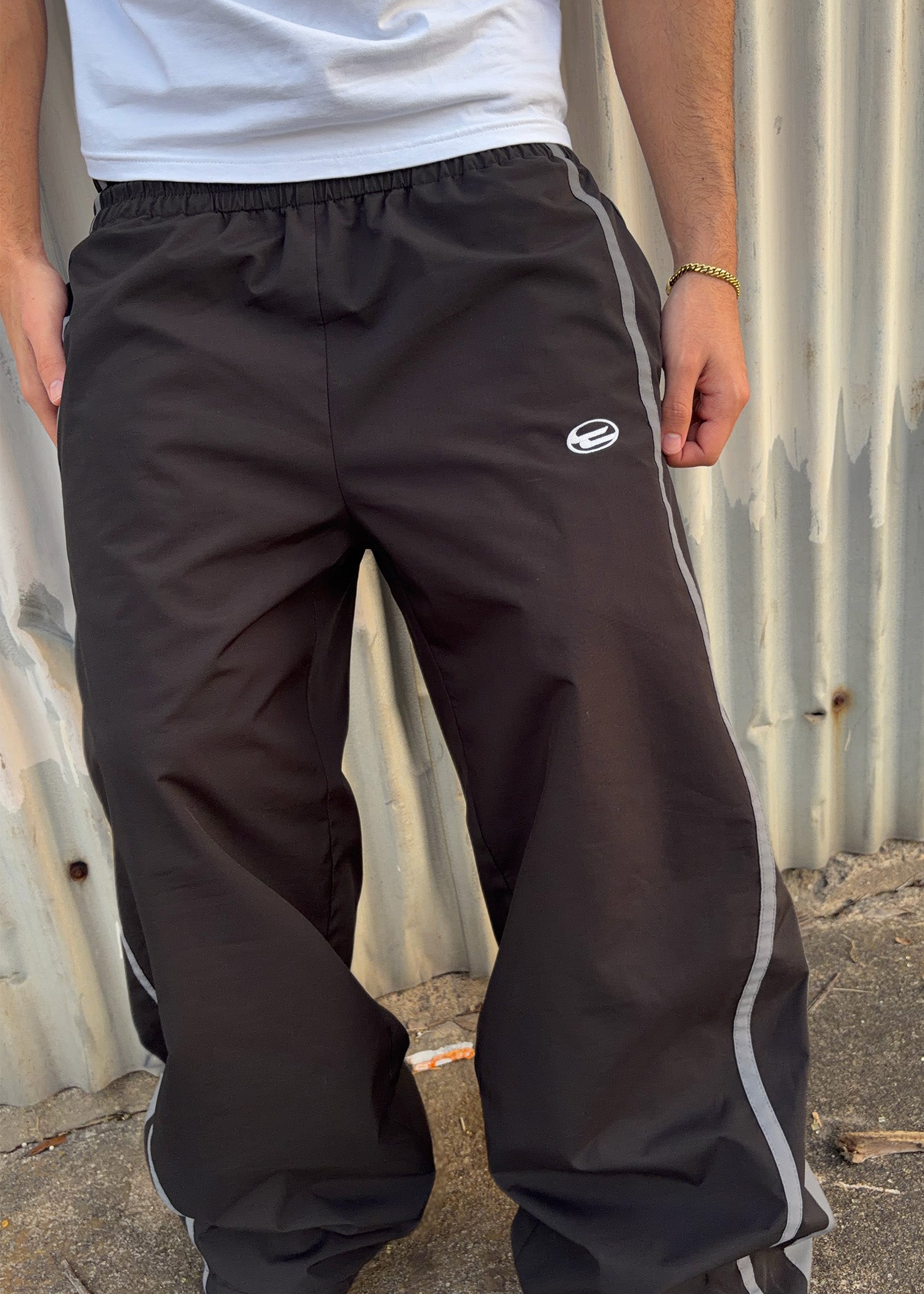 GREY STRIPE TRACKPANTS